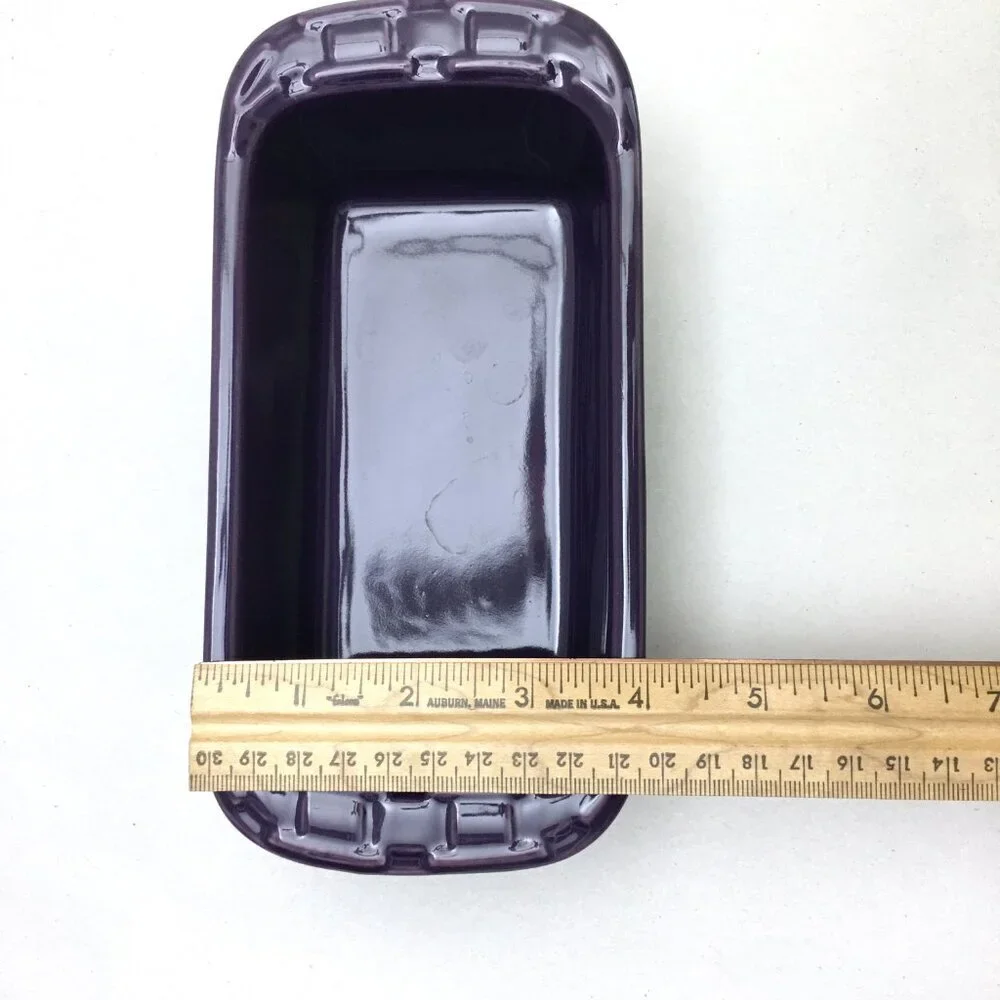 Longaberger Pottery Eggplant Purple Mini Loaf Dish Woven Traditions Bakeware